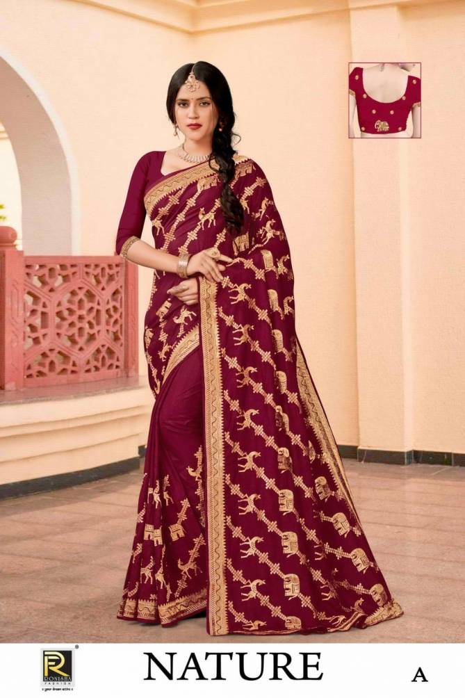 Nature By Ronisha Embroidery Wedding Sarees Wholesale Shop In Surat

